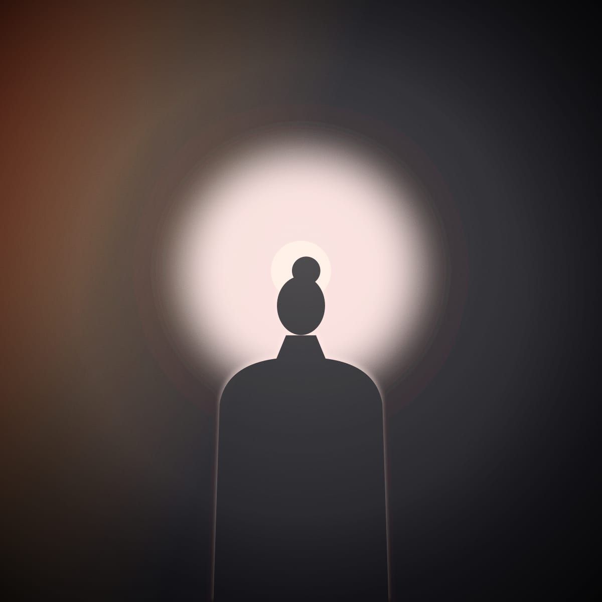 A silhouette in front of a bright camera flash