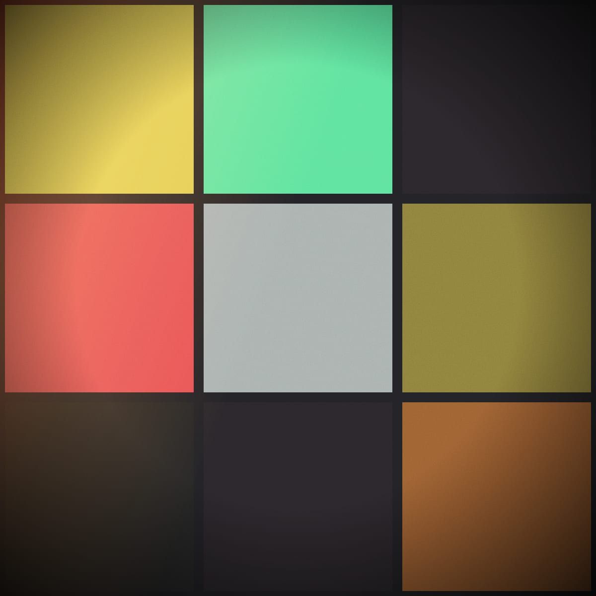 A three-by-three grid of coloured squares